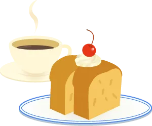 コーヒーとパウンドケーキのイラスト